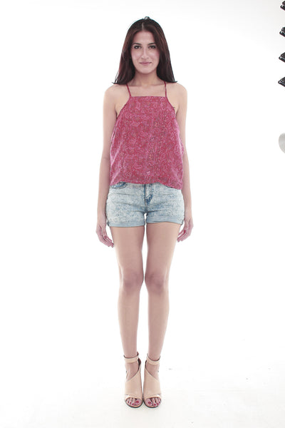 Spaggheti Silk Top (Crimson)